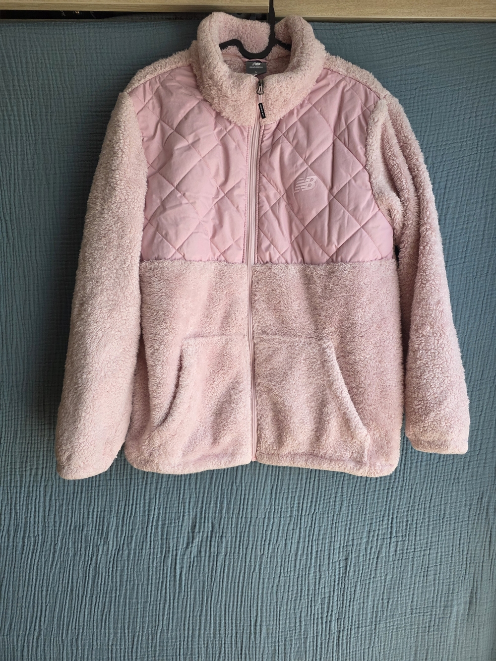 New Balance Women Pink Sherpa Fleece Jacket Size L